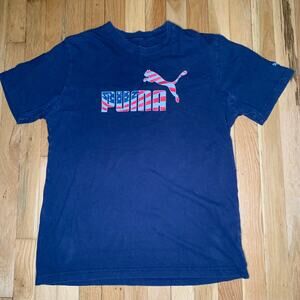 Puma Logo Short Sleeve T-Shirt American Flag Patriotic July 4th Boys Size Medium